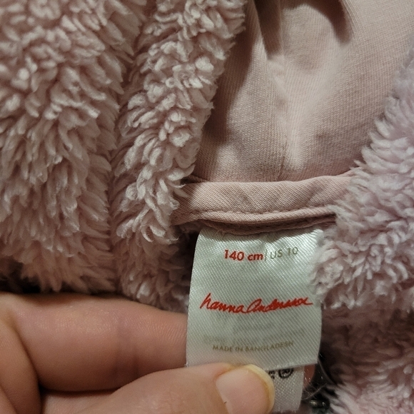 Hanna Andersson Pink Fuzzy Hoodie with Ears - Picture 3 of 4